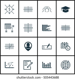 Set Of 16 Universal Editable Icons. Can Be Used For Web, Mobile And App Design. Includes Icons Such As Line Grid, Bank Payment, Appointment And More.