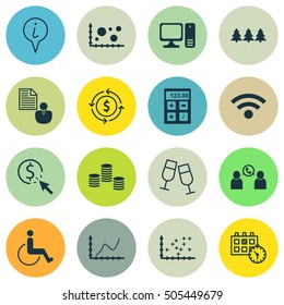 Set Of 16 Universal Editable Icons. Can Be Used For Web, Mobile And App Design. Includes Icons Such As Money Recycle, Comparison, Info Pointer And More.
