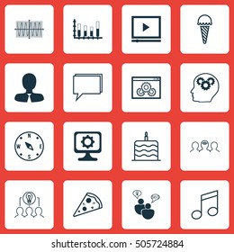 Set Of 16 Universal Editable Icons. Can Be Used For Web, Mobile And App Design. Includes Icons Such As Manager, Sinus Graph, PC And More.