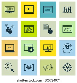 Set Of 16 Universal Editable Icons. Can Be Used For Web, Mobile And App Design. Includes Icons Such As Focus Group, PPC, Security And More.