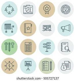 Set Of 16 Universal Editable Icons. Can Be Used For Web, Mobile And App Design. Includes Icons Such As Present Badge, Warranty, Presentation And More.
