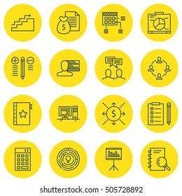 Set Of 16 Universal Editable Icons. Can Be Used For Web, Mobile And App Design. Includes Icons Such As Presentation, Decision Making, Innovation And More.