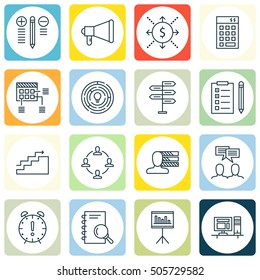 Set Of 16 Universal Editable Icons. Can Be Used For Web, Mobile And App Design. Includes Icons Such As Schedule, Time Management, Money And More.