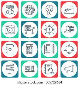 Set Of 16 Universal Editable Icons. Can Be Used For Web, Mobile And App Design. Includes Icons Such As Board, Present Badge, Innovation And More.