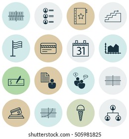 Set Of 16 Universal Editable Icons. Can Be Used For Web, Mobile And App Design. Includes Icons Such As Bank Card, Frozen Food, Square Diagram And More.
