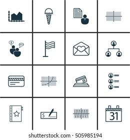 Set Of 16 Universal Editable Icons. Can Be Used For Web, Mobile And App Design. Includes Icons Such As Square Diagram, SEO Brainstorm, Warranty And More.