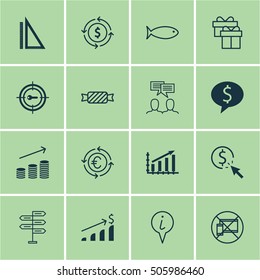 Set Of 16 Universal Editable Icons. Can Be Used For Web, Mobile And App Design. Includes Icons Such As Keyword Marketing, Sweet, Forbidden Mobile And More.