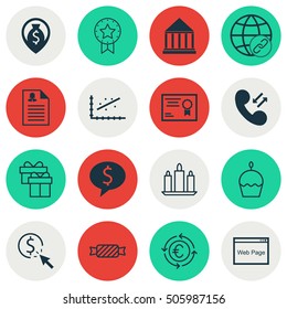 Set Of 16 Universal Editable Icons. Can Be Used For Web, Mobile And App Design. Includes Icons Such As Cellular Data, Female Application, PPC And More.
