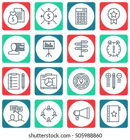 Set Of 16 Universal Editable Icons. Can Be Used For Web, Mobile And App Design. Includes Icons Such As Money, Opportunity, Time Management And More.