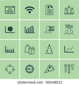 Set Of 16 Universal Editable Icons. Can Be Used For Web, Mobile And App Design. Includes Icons Such As Decision Making, Wireless, Shopping And More.