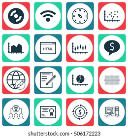 Set Of 16 Universal Editable Icons. Can Be Used For Web, Mobile And App Design. Includes Icons Such As Locate, Blank Cd, Certificate And More.