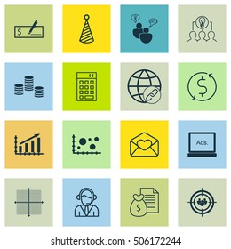Set Of 16 Universal Editable Icons. Can Be Used For Web, Mobile And App Design. Includes Icons Such As Comparison, Money Trasnfer, Investment And More.