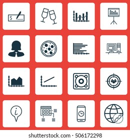 Set Of 16 Universal Editable Icons. Can Be Used For Web, Mobile And App Design. Includes Icons Such As Schedule, Bank Payment, Sequence Graphics And More.