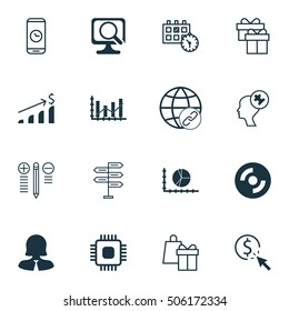 Set Of 16 Universal Editable Icons. Can Be Used For Web, Mobile And App Design. Includes Icons Such As Connectivity, Shopping, Blank Cd And More.