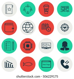 Set Of 16 Universal Editable Icons. Can Be Used For Web, Mobile And App Design. Includes Icons Such As Cellular Data, Reminder, Fishing And More.