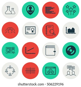 Set Of 16 Universal Editable Icons. Can Be Used For Web, Mobile And App Design. Includes Icons Such As Discussion, Wallet, Line Graph And More.
