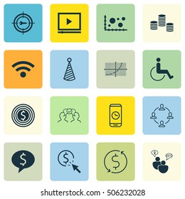 Set Of 16 Universal Editable Icons. Can Be Used For Web, Mobile And App Design. Includes Icons Such As Line Grid, Money, Comparison And More.