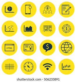 Set Of 16 Universal Editable Icons. Can Be Used For Web, Mobile And App Design. Includes Icons Such As Collaborative Solution, Certificate, Business Deal And More.