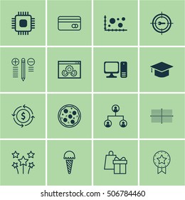 Set Of 16 Universal Editable Icons. Can Be Used For Web, Mobile And App Design. Includes Icons Such As Desktop Computer, Tree Structure, Comparison And More.