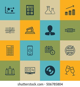 Set Of 16 Universal Editable Icons. Can Be Used For Web, Mobile And App Design. Includes Icons Such As Newsletter, Blank Cd, Credit Card And More.