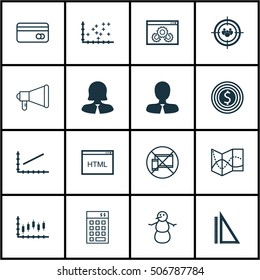 Set Of 16 Universal Editable Icons. Can Be Used For Web, Mobile And App Design. Includes Icons Such As Plastic Card, Business Goal, Forbidden Mobile And More.