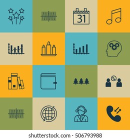 Set Of 16 Universal Editable Icons. Can Be Used For Web, Mobile And App Design. Includes Icons Such As Brain Process, Wax, Raise Diagram And More.