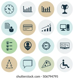 Set Of 16 Universal Editable Icons. Can Be Used For Web, Mobile And App Design. Includes Icons Such As Job Applicants, Bank Card, Pin Employee And More.