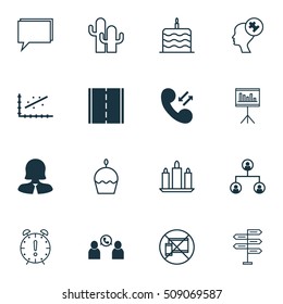Set Of 16 Universal Editable Icons. Can Be Used For Web, Mobile And App Design. Includes Icons Such As Forbidden Mobile, Photo Camera, Human Mind And More.
