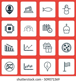 Set Of 16 Universal Editable Icons. Can Be Used For Web, Mobile And App Design. Includes Icons Such As Forbidden Mobile, Cooperation, Fishing And More.