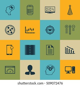Set Of 16 Universal Editable Icons. Can Be Used For Web, Mobile And App Design. Includes Icons Such As Decision Making, Human Mind, Manager And More.