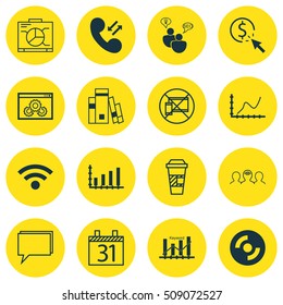 Set Of 16 Universal Editable Icons. Can Be Used For Web, Mobile And App Design. Includes Icons Such As Achievement Graph, Cellular Data, Wireless And More.