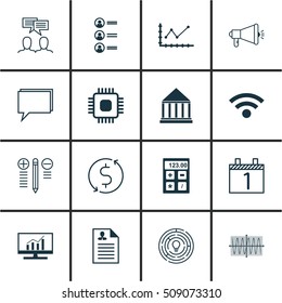 Set Of 16 Universal Editable Icons. Can Be Used For Web, Mobile And App Design. Includes Icons Such As Chip, Discussion, Job Applicants And More.