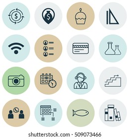 Set Of 16 Universal Editable Icons. Can Be Used For Web, Mobile And App Design. Includes Icons Such As Fishing, Measurement, Job Applicants And More.