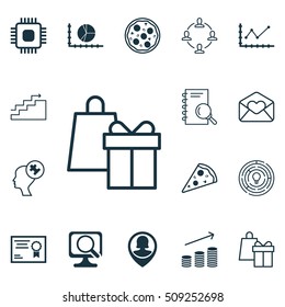 Set Of 16 Universal Editable Icons. Can Be Used For Web, Mobile And App Design. Includes Icons Such As Growth, Innovation, Shopping And More.