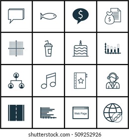 Set Of 16 Universal Editable Icons. Can Be Used For Web, Mobile And App Design. Includes Icons Such As Business Deal, Segmented Bar Graph, Fishing And More.