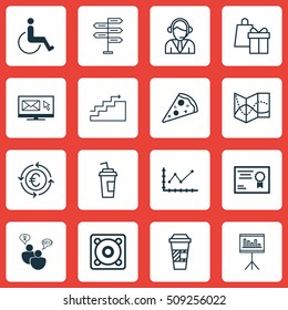 Set Of 16 Universal Editable Icons. Can Be Used For Web, Mobile And App Design. Includes Icons Such As Certificate, Accessibility, Currency Recycle And More.