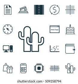Set Of 16 Universal Editable Icons. Can Be Used For Web, Mobile And App Design. Includes Icons Such As Website, Cacti, Credit Card And More.