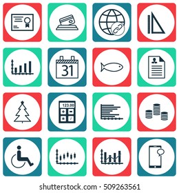 Set Of 16 Universal Editable Icons. Can Be Used For Web, Mobile And App Design. Includes Icons Such As Connectivity, Money, Measurement And More.