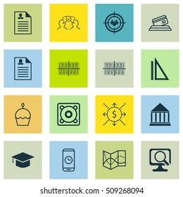 Set Of 16 Universal Editable Icons. Can Be Used For Web, Mobile And App Design. Includes Icons Such As Music, Call Duration, Money And More.