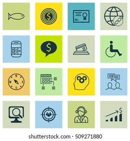 Set Of 16 Universal Editable Icons. Can Be Used For Web, Mobile And App Design. Includes Icons Such As Calculation, Credit Card, Business Goal And More.