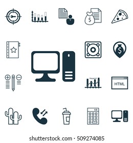 Set Of 16 Universal Editable Icons. Can Be Used For Web, Mobile And App Design. Includes Icons Such As Money Navigation, Warranty, Desktop Computer And More.