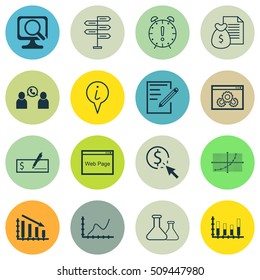 Set Of 16 Universal Editable Icons. Can Be Used For Web, Mobile And App Design. Includes Icons Such As Fail Graph, Bank Payment, Chemical And More.