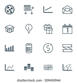 Set Of 16 Universal Editable Icons. Can Be Used For Web, Mobile And App Design. Includes Icons Such As Greeting Email, Info Pointer, Present And More.