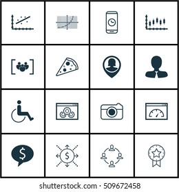 Set Of 16 Universal Editable Icons. Can Be Used For Web, Mobile And App Design. Includes Icons Such As Pin Employee, Questionnaire, Money And More.