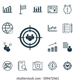 Set Of 16 Universal Editable Icons. Can Be Used For Web, Mobile And App Design. Includes Icons Such As Money Recycle, Time Management, Profit Graph And More.