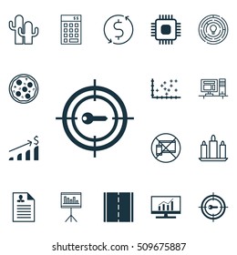 Set Of 16 Universal Editable Icons. Can Be Used For Web, Mobile And App Design. Includes Icons Such As Presentation, Successful Investment, Plot Diagram And More.