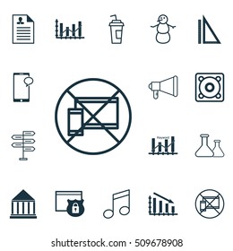 Set Of 16 Universal Editable Icons. Can Be Used For Web, Mobile And App Design. Includes Icons Such As Security, Drink Cup, Winter And More.