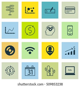 Set Of 16 Universal Editable Icons. Can Be Used For Web, Mobile And App Design. Includes Icons Such As Comparison, Call Duration, Cacti And More.