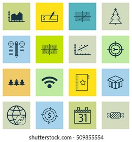 Set Of 16 Universal Editable Icons. Can Be Used For Web, Mobile And App Design. Includes Icons Such As Warranty, Sinus Graph, Sweet And More.
