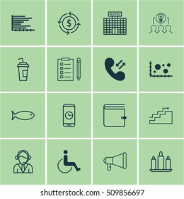 Set Of 16 Universal Editable Icons. Can Be Used For Web, Mobile And App Design. Includes Icons Such As Wallet, Announcement, Comparison And More.